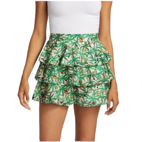 Farm Rio Mini Toucans Layered Mini Skirt Size Medium - Picture 14 of 14